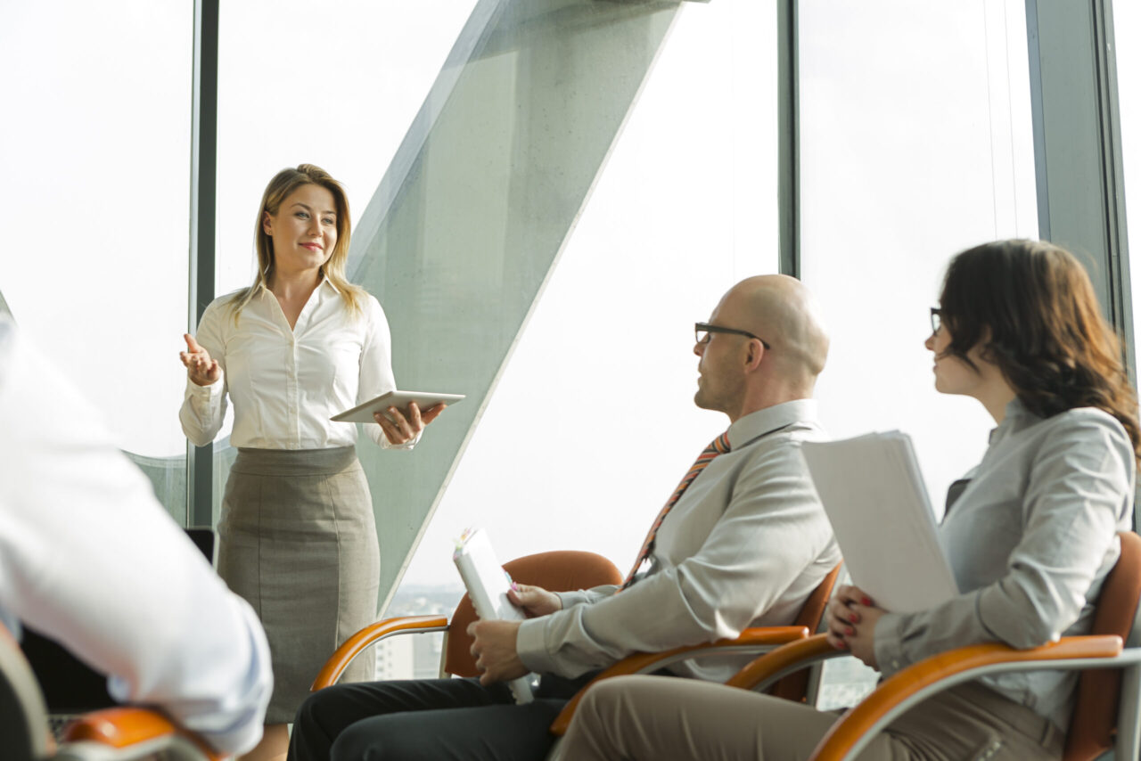 Group of businesspeople attending a seminar